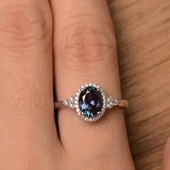 SAPPHIRE & CZ RING - Picture 2 of 2